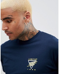 Vans Neon Triangle T Shirt With Back Print In Navy Va3heynvy