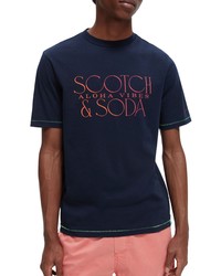 Scotch & Soda Organic Cotton Jersey Graphic Tee In Blue At Nordstrom