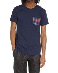 Naked & Famous Denim Plaid Pocket Cotton T Shirt In Navy Soft Plaid Navy Red At Nordstrom