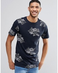 Pull&Bear T Shirt With Floral Print In Navy