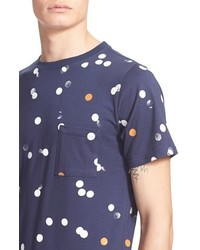 Saturdays Nyc Randal Iris Dot Print Pocket T Shirt Size Medium Blue