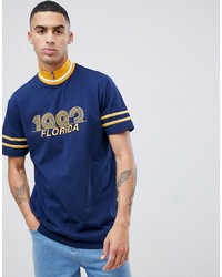 ASOS DESIGN Relaxed Longline T Shirt With Mock Zip Neck And 1993 Florida Print