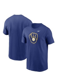 Nike Royal Milwaukee Brewers Cooperstown Collection Logo T Shirt