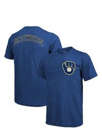 Majestic Threads Royal Milwaukee Brewers Throwback Logo Tri Blend T Shirt