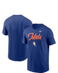 Nike Royal New York Mets Cooperstown Collection Wordmark Script Logo T Shirt