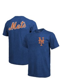 Majestic Threads Royal New York Mets Throwback Logo Tri Blend T Shirt