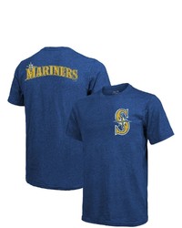 Majestic Threads Royal Seattle Mariners Throwback Logo Tri Blend T Shirt
