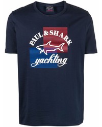 Paul & Shark Stripe Logo Print T Shirt