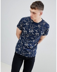 Solid T Shirt In Reverse Print In Navy