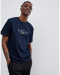 Parlez T Shirt With Lines Chest Logo In Navy