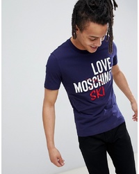 Love Moschino T Shirt With Ski Logo In Blue