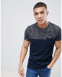 ASOS DESIGN T Shirt With Textured Yoke And Contrast Pocket In Navy