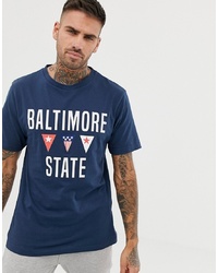 Pull&Bear T Shirt With Varsity Print In Navy