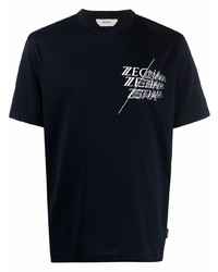 Z Zegna Triple Logo Print T Shirt