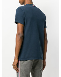Thom Browne Washed Short Sleeve Tee With Tennis Icon In Classic Pique