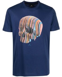 PS Paul Smith Wooden Stripe Skull Graphic Print T Shirt
