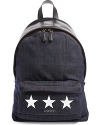 Givenchy Small Star Print Denim Leather Backpack Blue