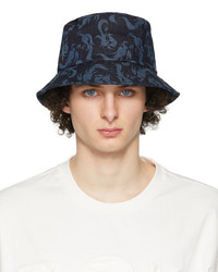 Navy Print Denim Bucket Hat