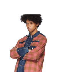 Sacai Blue And Red Panelled Denim Jacket