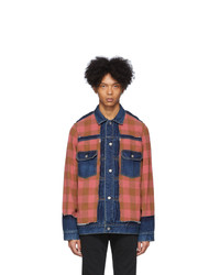 Sacai Blue And Red Panelled Denim Jacket