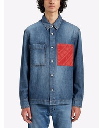 Palm Angels Bandana Print Denim Shirt