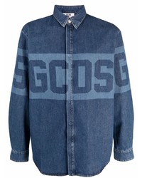 Gcds Logo Print Denim Shirt