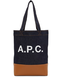 A.P.C. Navy Tan Axelle Tote Bag