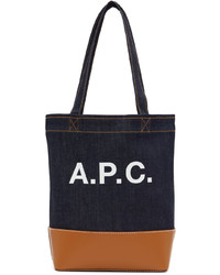 A.P.C. Navy Tan Small Axelle Tote Bag