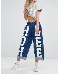House of Holland X Lee Wide Leg Boyfriend Jean With Lettering