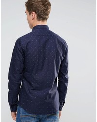 Scotch & Soda Oxford Shirt All Over Lola Print In Regular Fit In Navy