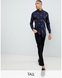 Ted Baker Tall Smart Oxford Shirt With All Over Panther Print