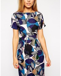 Asos Crepe Wiggle Dress In Spot And Floral Print