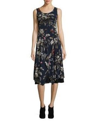 Fuzzi Hummingbird Print A Line Dress