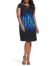 Tahari Plus Size Flame Print A Line Dress