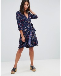 Yumi Wrap Front Dress In Floral Print