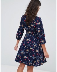 Yumi Wrap Front Dress In Floral Print