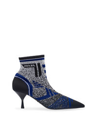 Navy Print Elastic Ankle Boots