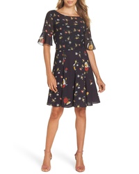 French Connection Baudet Print Fit Flare Dress
