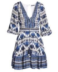 Kas New York Camille Mixed Print Fit Flare Dress