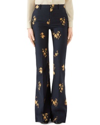 Gucci Camellia Fil Coupe Cotton Wool Flare Pants