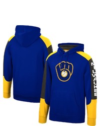 Mitchell & Ness Royal Milwaukee Brewers Fusion Fleece Pullover Hoodie At Nordstrom
