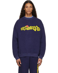 Brain Dead Navy Slime Reverse Fleece Sweatshirt