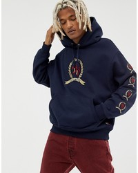 Tommy Jeans 60 Limited Capsule Hoodie With Repeat Crest Logo In Navy