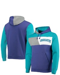Mitchell & Ness Blue Charlotte Hornets Hardwood Classics Colorblock Pullover Hoodie At Nordstrom