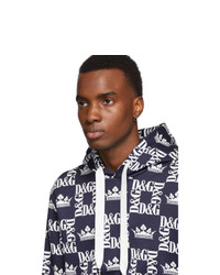 Dolce and Gabbana Blue Logo Crowns Hoodie