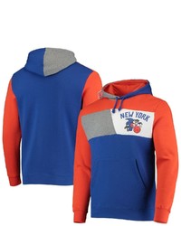 Mitchell & Ness Blue New York Knicks Hardwood Classics Colorblock Pullover Hoodie
