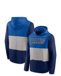 FANATICS Branded Bluenavy Dallas Mavericks Linear Logo Comfy Colorblock Tri Blend Pullover Hoodie