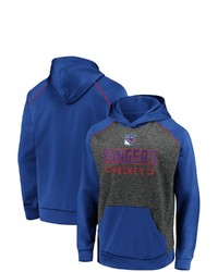 FANATICS Branded Heathered Charcoalblue New York Rangers Game Day Ready Chiller Fleece Raglan Pullover Hoodie In Heather Charcoal At