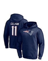 FANATICS Branded Julian Edelman Navy New England Patriots Player Icon Name Number Pullover Hoodie
