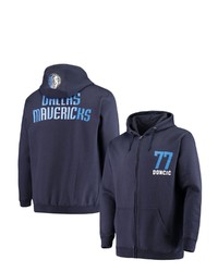 FANATICS Branded Luka Doncic Navy Dallas Mavericks Player Name Number Full Zip Hoodie Jacket